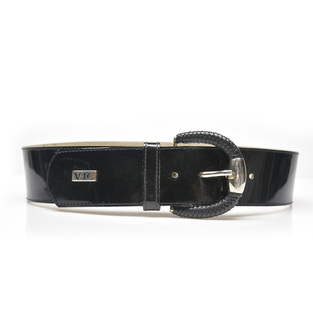 VERSACE JEANS COUTURE • VJC • 2" Black Patent Leather Belt 85/34